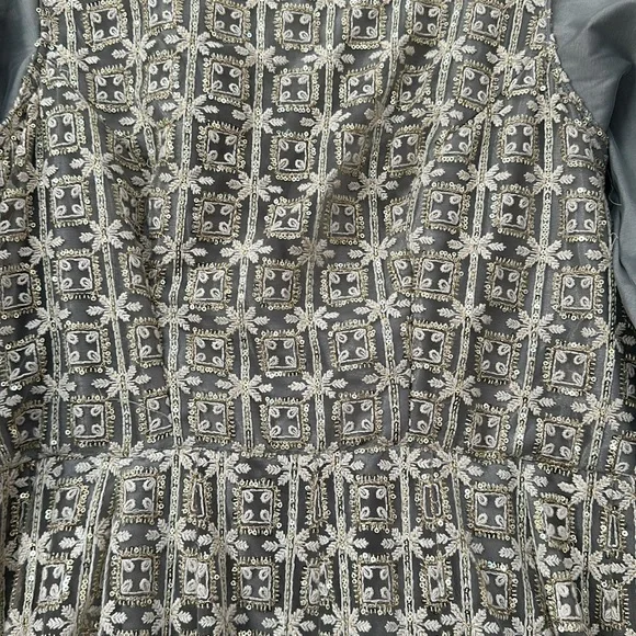 Anarkali Salwar Dress Outfit Gold and White Design - Picture 5 of 9